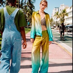 ZARA SS24 TIE DYE SATIN EFFECT WIDE LEG PANTS sz S Ref: 8200/486 RARE FIND!